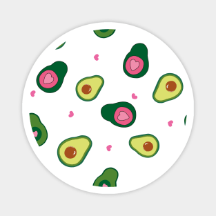 Hand drawn cute avocados with pink hearts Magnet